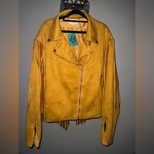 Fringe faux suede jacket